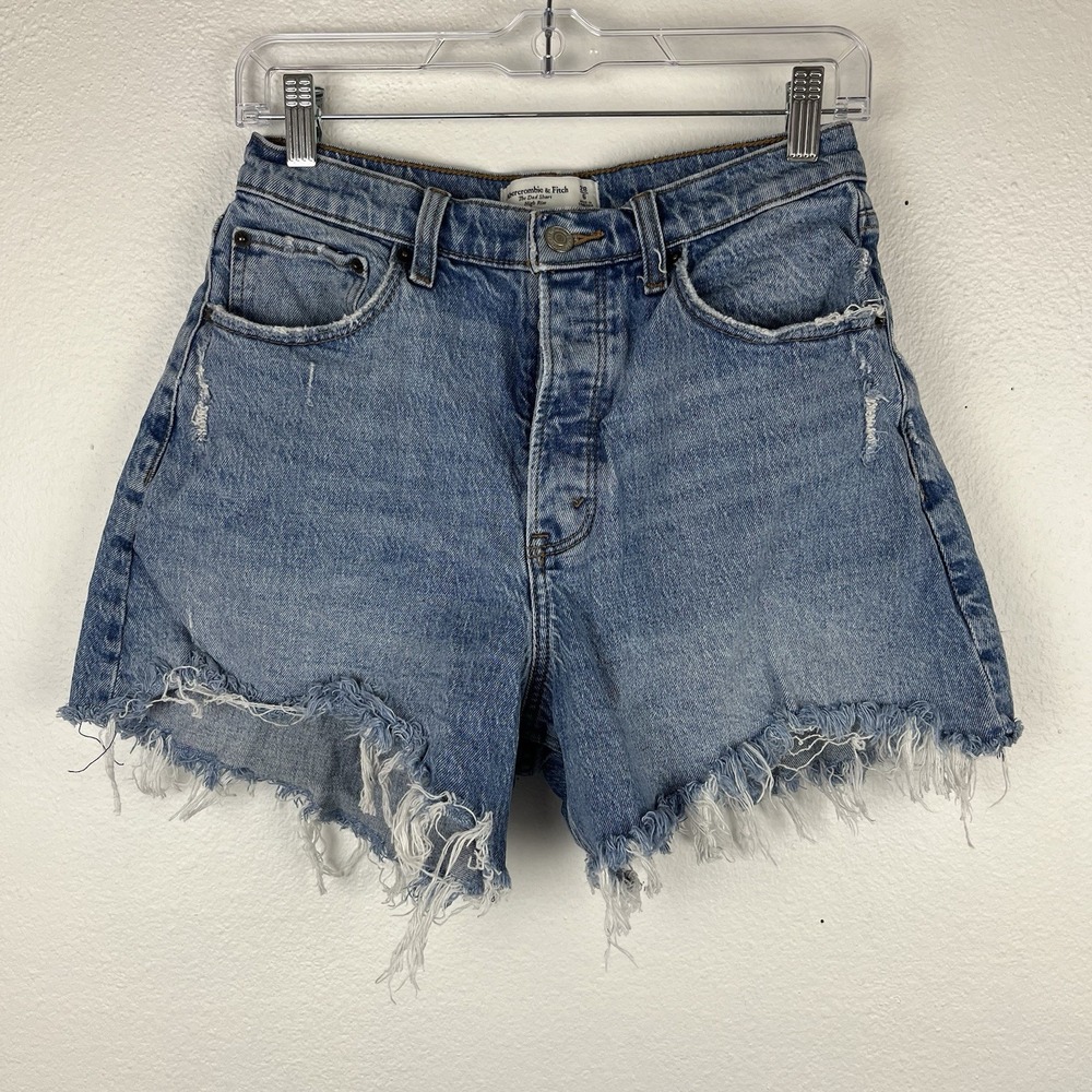 Abercrombie Fitch Women's 6 Denim The Dad Short High Rise Curve Love Button Fly